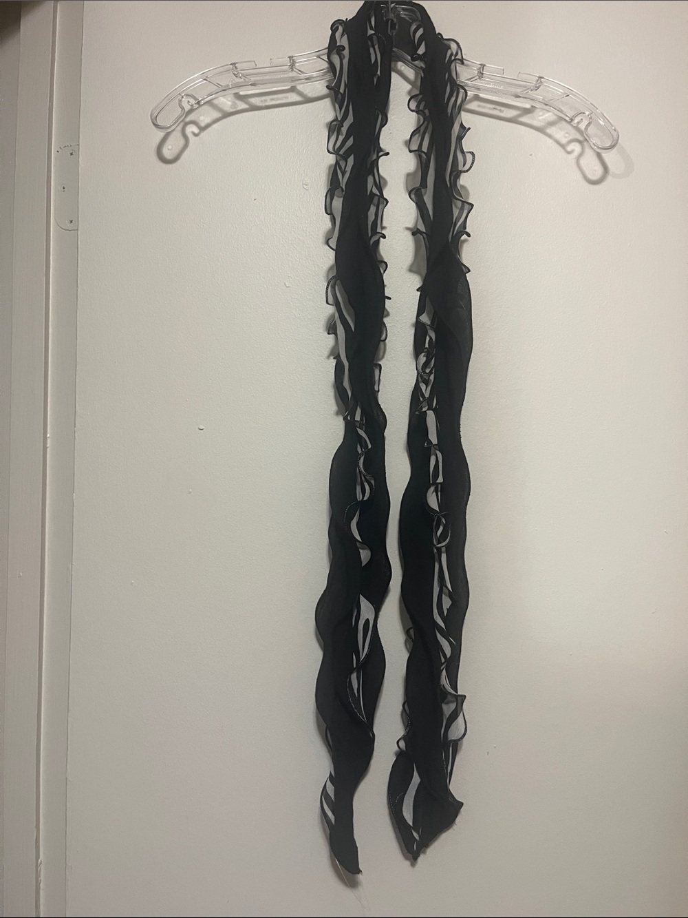 Black Ruffled Lightweight Scarf - Women Accessories 67.5”